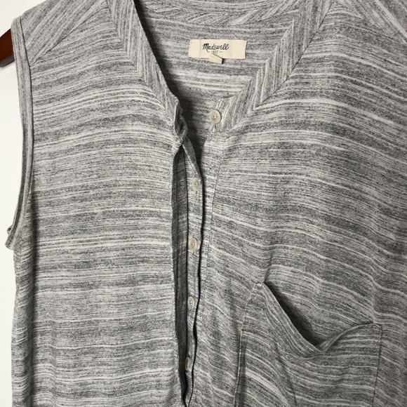 Madewell Button Henley Pocket Tank Gray Size XS - Picture 5 of 7